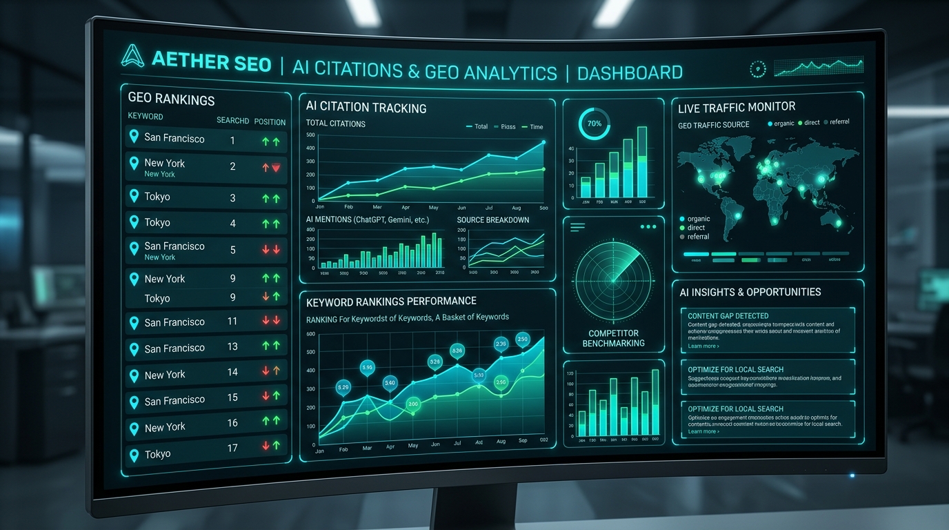 SEO ve yapay zekâ arama görünürlüğü analiz ekranı
